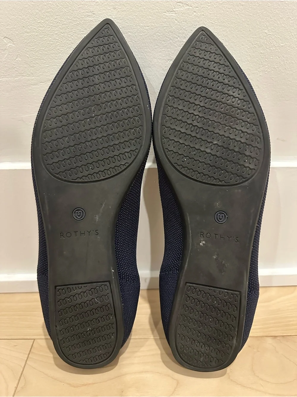 Rothy’s The Point Ballet Flat in Navy with Blue Trim - Picture 6 of 8